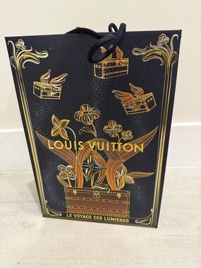 Louis Vuitton Navy and Gold Illustrated Gift Bag